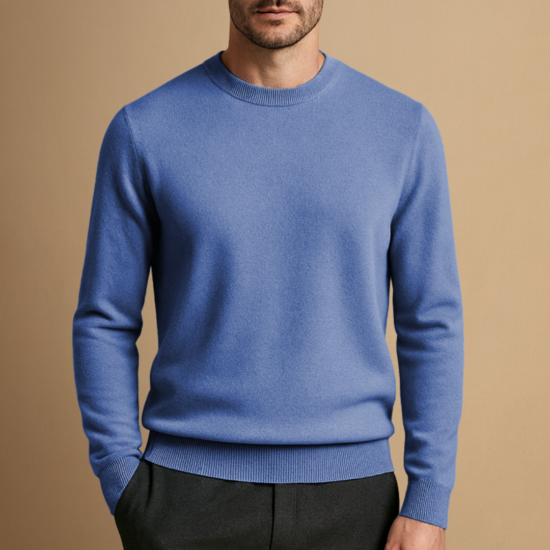 Finn – Klassischer Herren Feinstrickpullover mit Rundhalsausschnitt