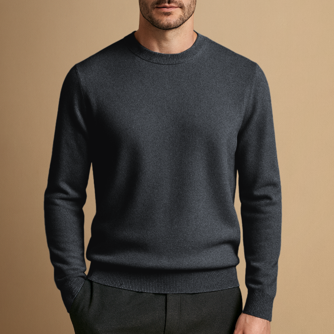 Finn – Klassischer Herren Feinstrickpullover mit Rundhalsausschnitt