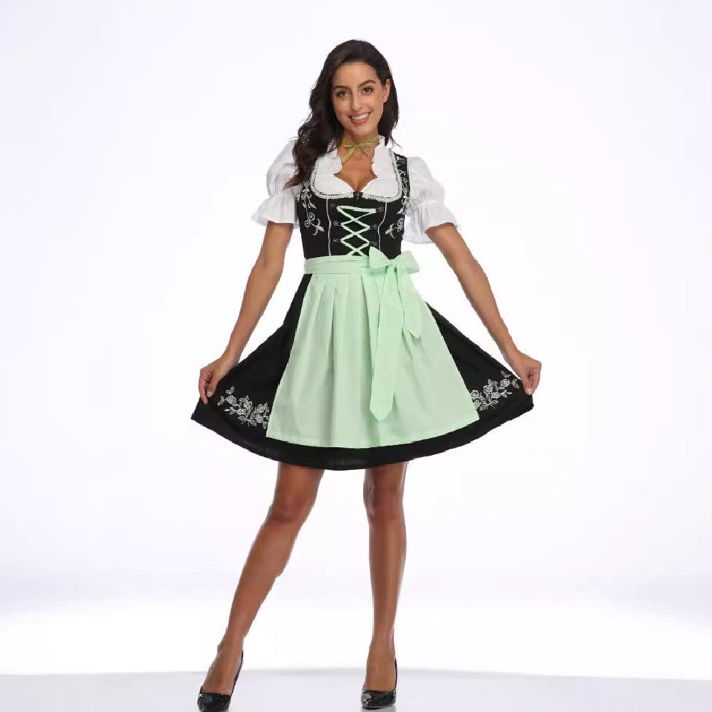 Oktoberfest Dirndl Kleid mit Schürze und Stickerei