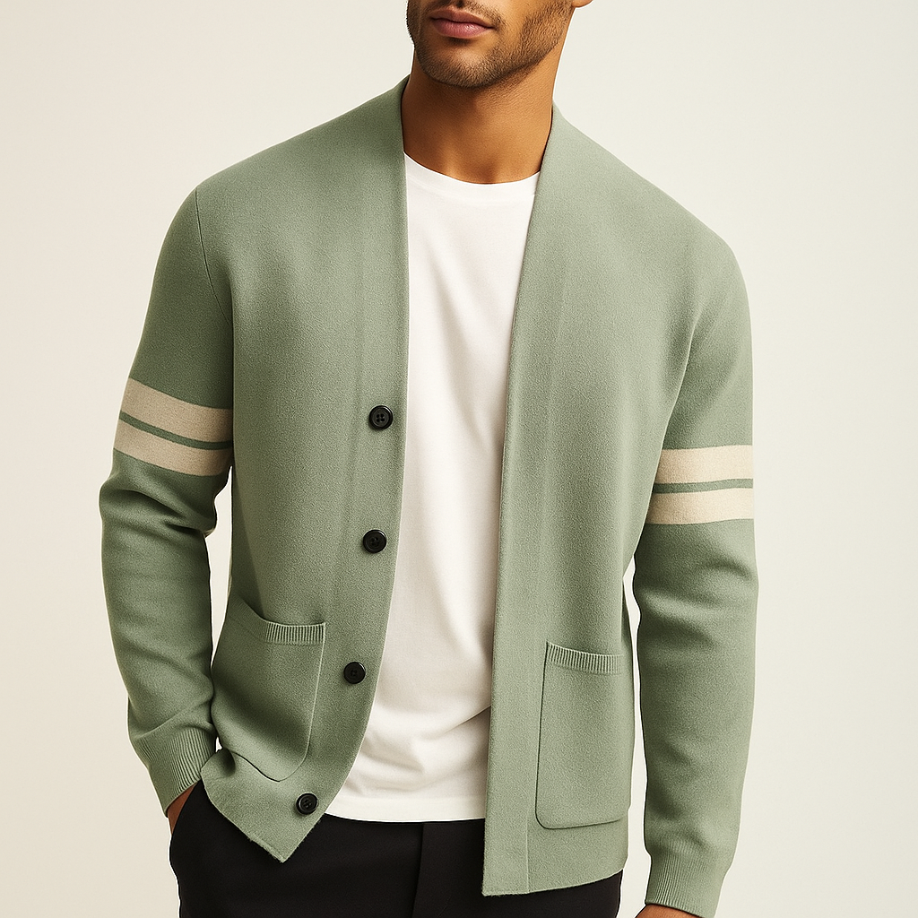 Milan – Lässige Herren Strickjacke mit Streifendetail
