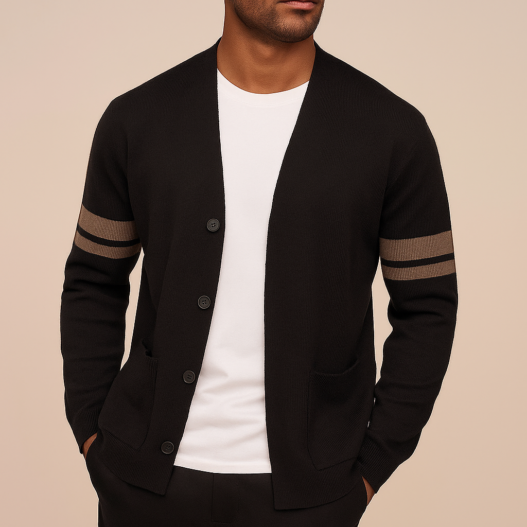 Milan – Lässige Herren Strickjacke mit Streifendetail