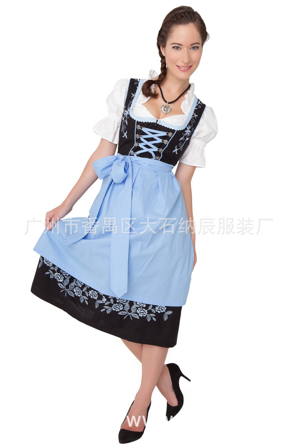 Oktoberfest Dirndl Kleid mit Schürze und Stickerei