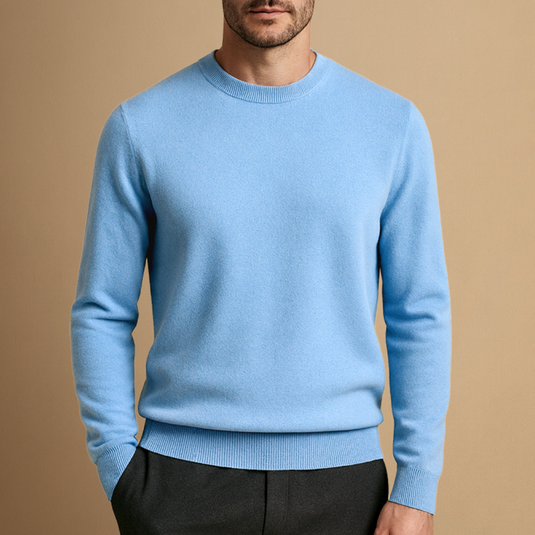 Finn – Klassischer Herren Feinstrickpullover mit Rundhalsausschnitt