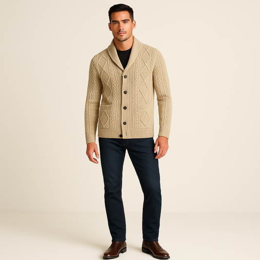 Milan – Herren Strickjacke mit Schalkragen und Knopfleiste