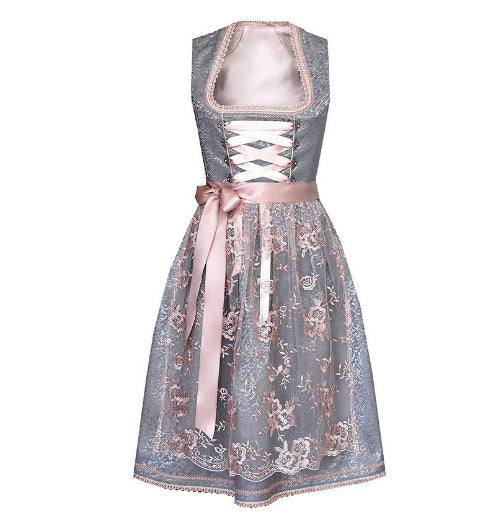 Oktoberfest Dirndl Kleid mit Schürze und floraler Spitze