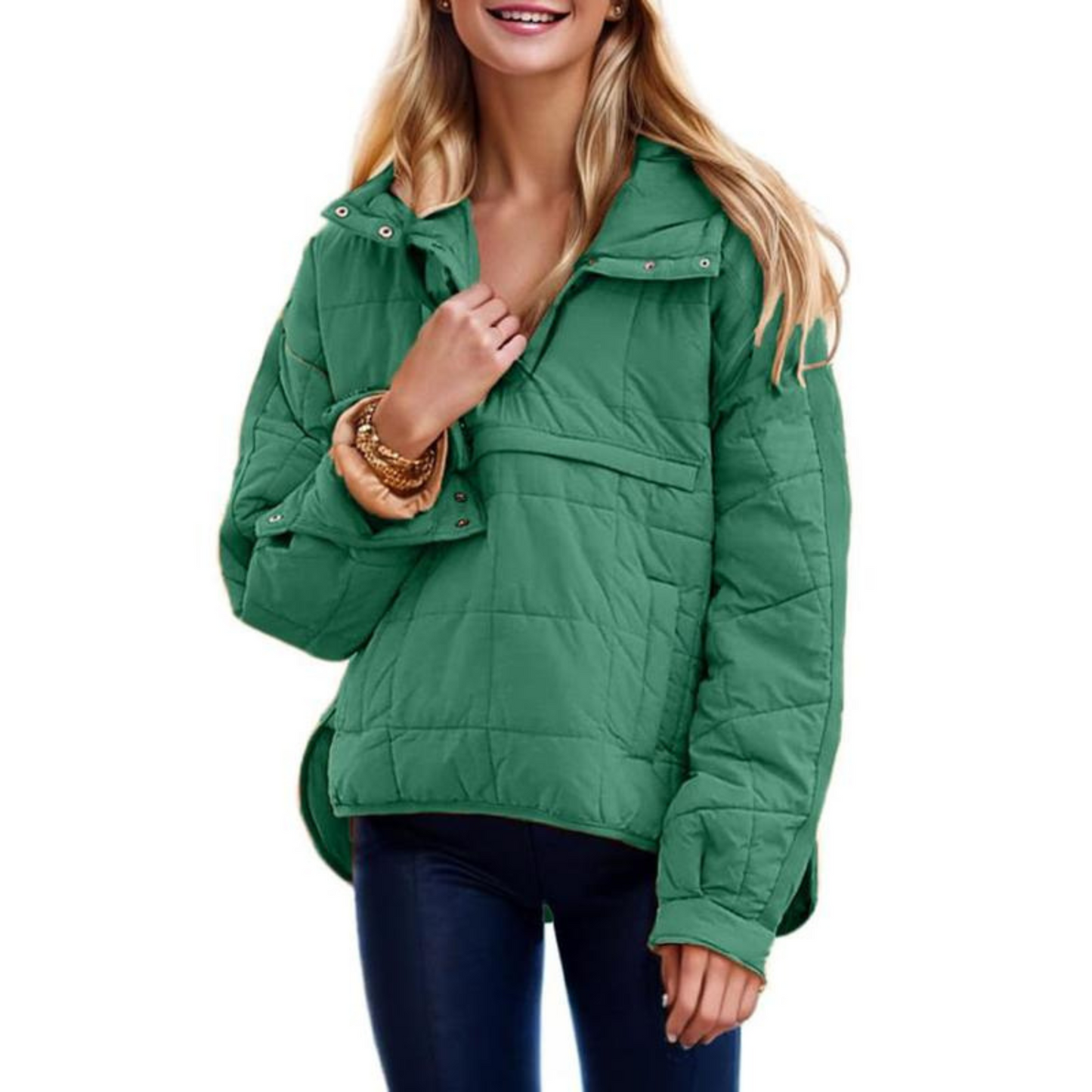 Nina – Damen Steppjacke mit Kapuze und Druckknöpfen