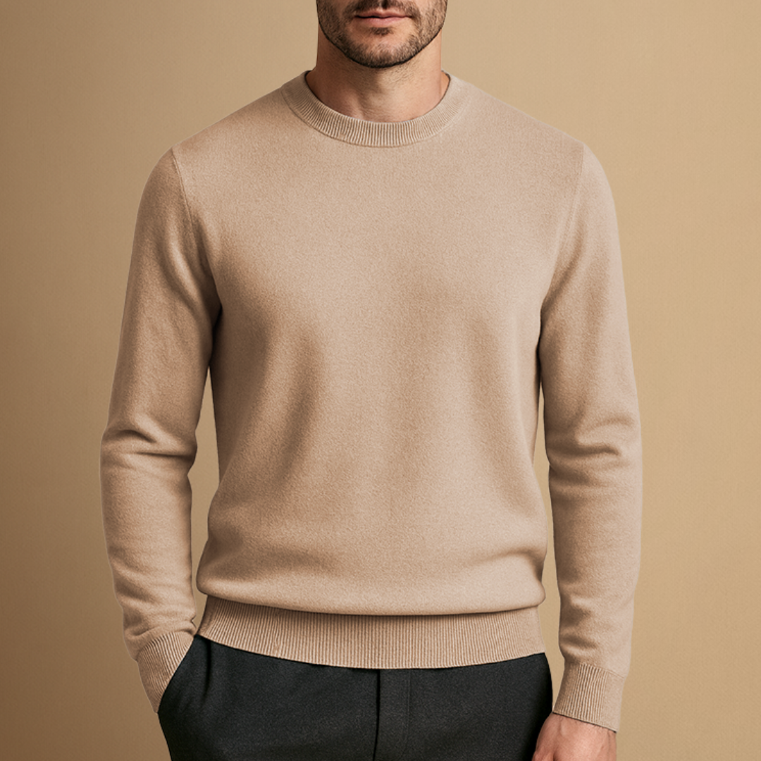 Finn – Klassischer Herren Feinstrickpullover mit Rundhalsausschnitt