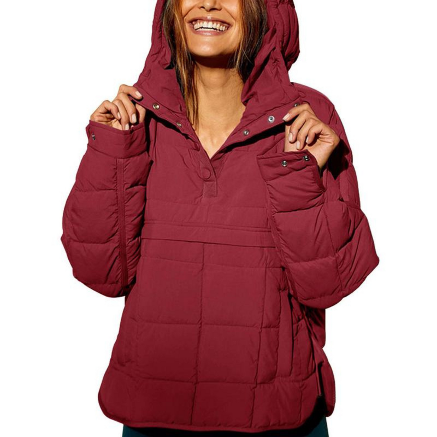 Nina – Damen Steppjacke mit Kapuze und Druckknöpfen