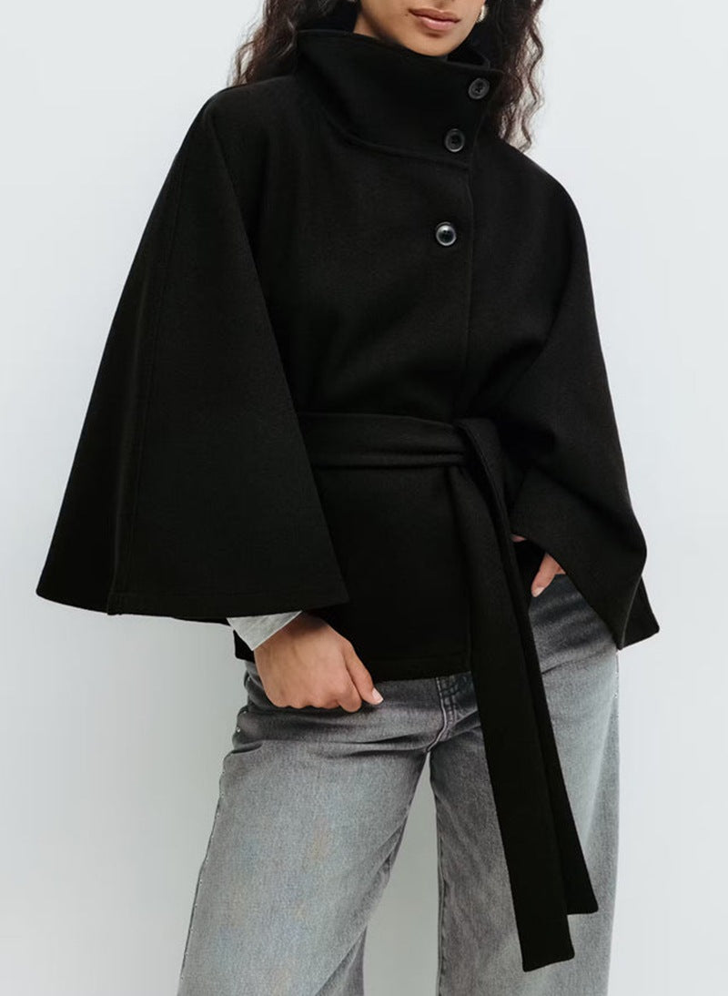 Amira - Damen Cape-Mantel mit Taillengürtel