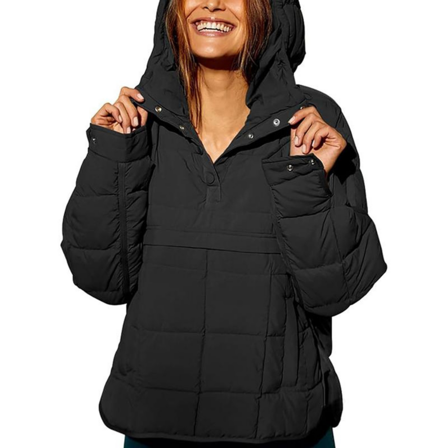 Nina – Damen Steppjacke mit Kapuze und Druckknöpfen