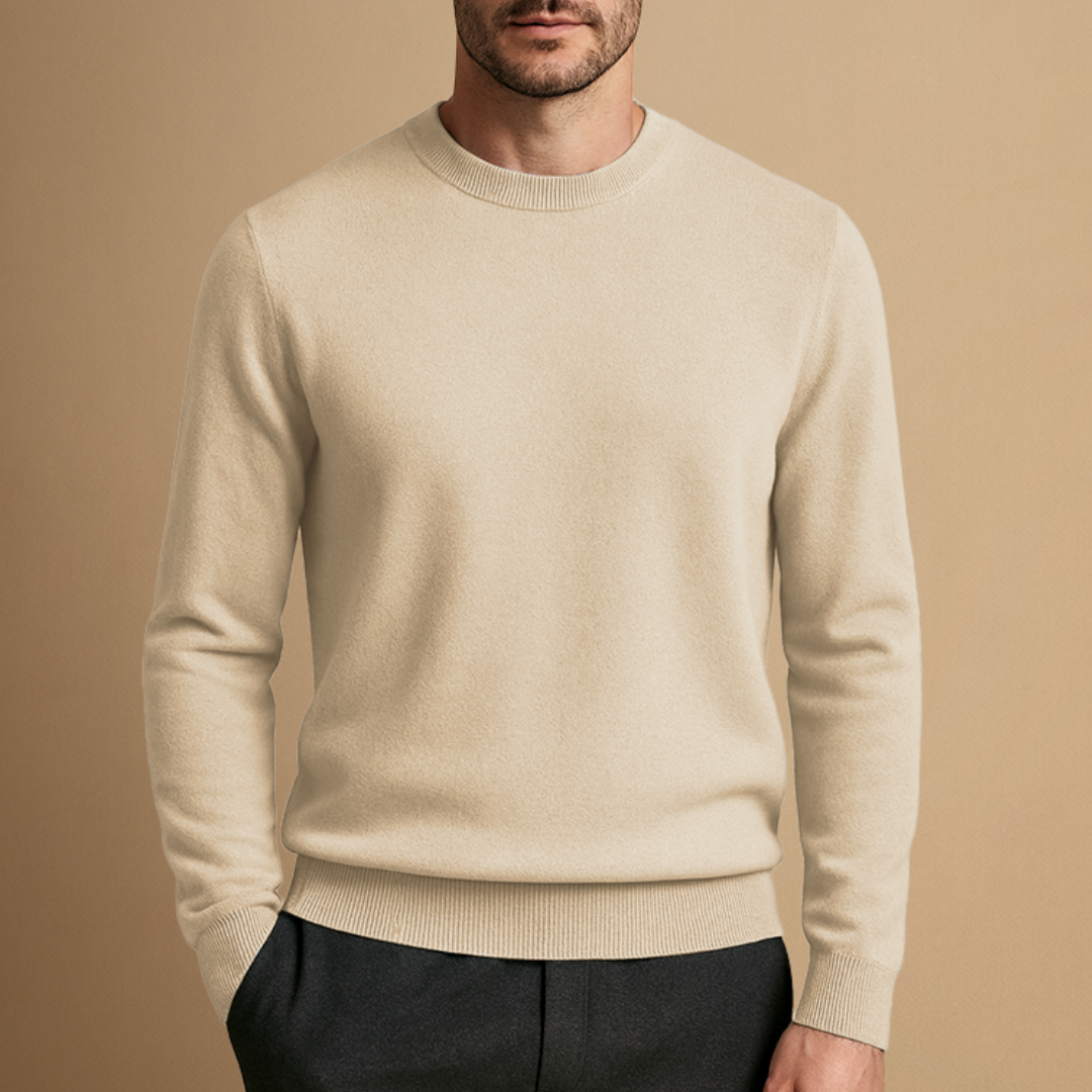 Finn – Klassischer Herren Feinstrickpullover mit Rundhalsausschnitt