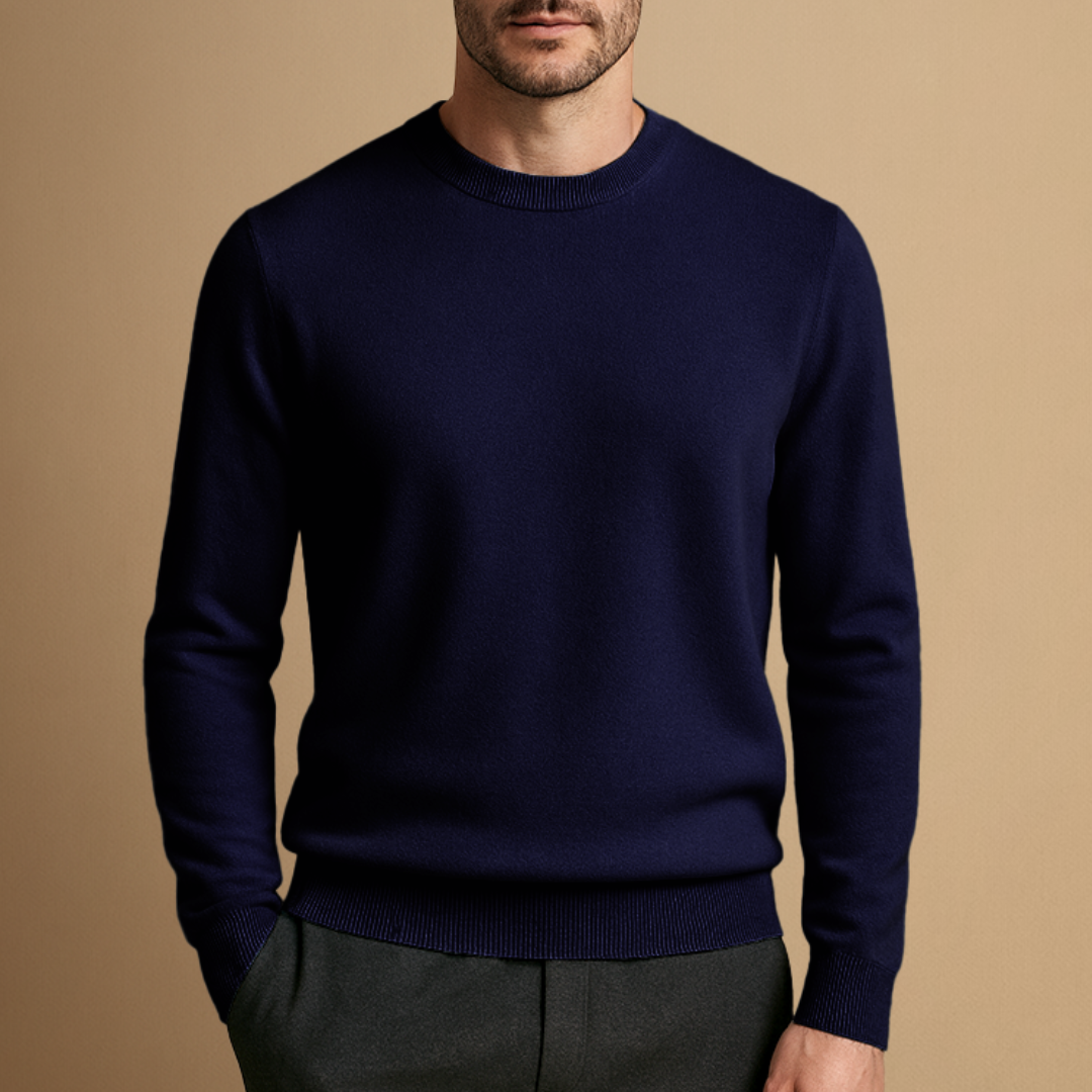 Finn – Klassischer Herren Feinstrickpullover mit Rundhalsausschnitt
