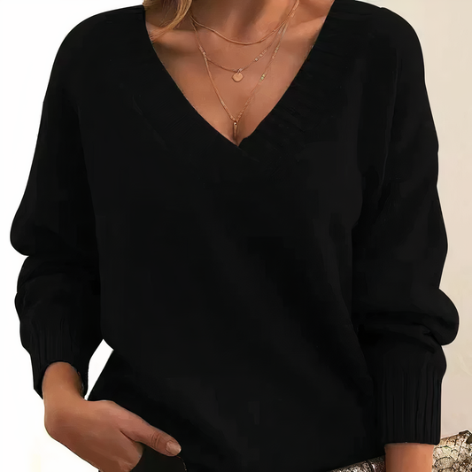 Ella – Klassischer V-Ausschnitt Pullover Damen