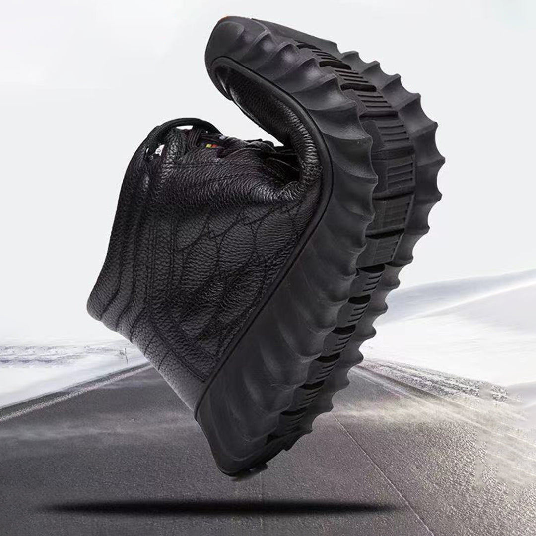 Marcos - Herren-Hausschuhe aus Leder mit warmem Futter und Rutschfestigkeit