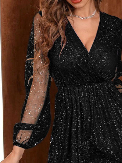 Isabelle – Glitzerndes Abendkleid mit Transparentärmeln Damen