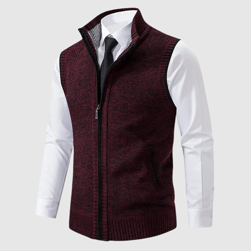 Leon – Elegante Herren Strickweste mit Stehkragen