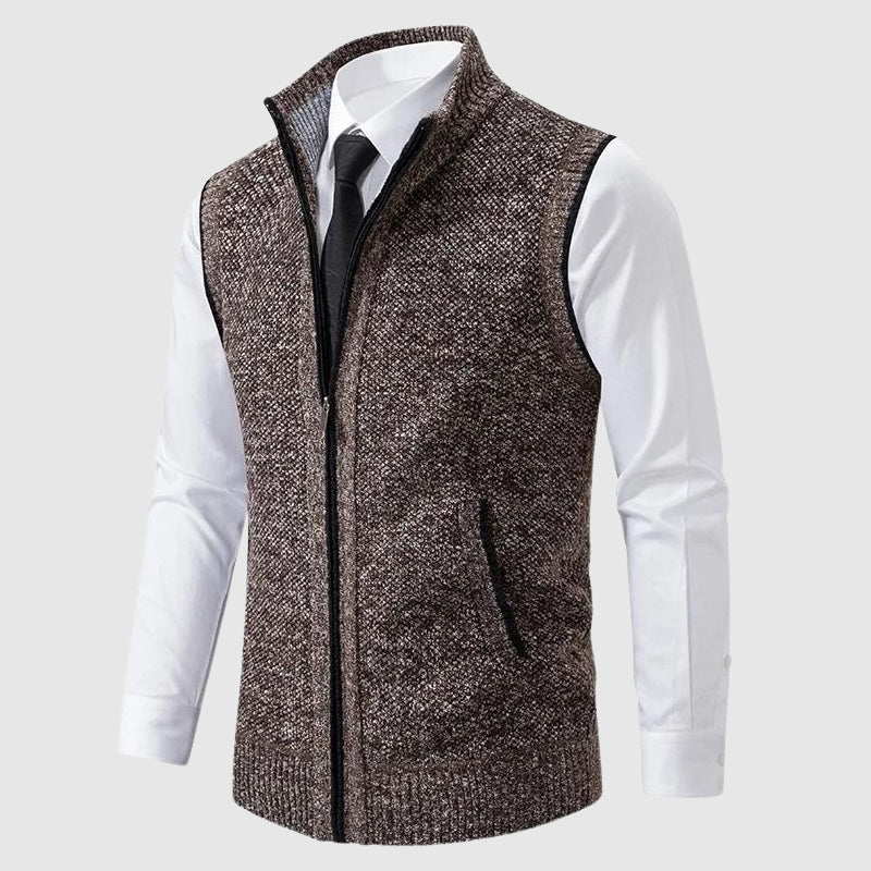 Leon – Elegante Herren Strickweste mit Stehkragen