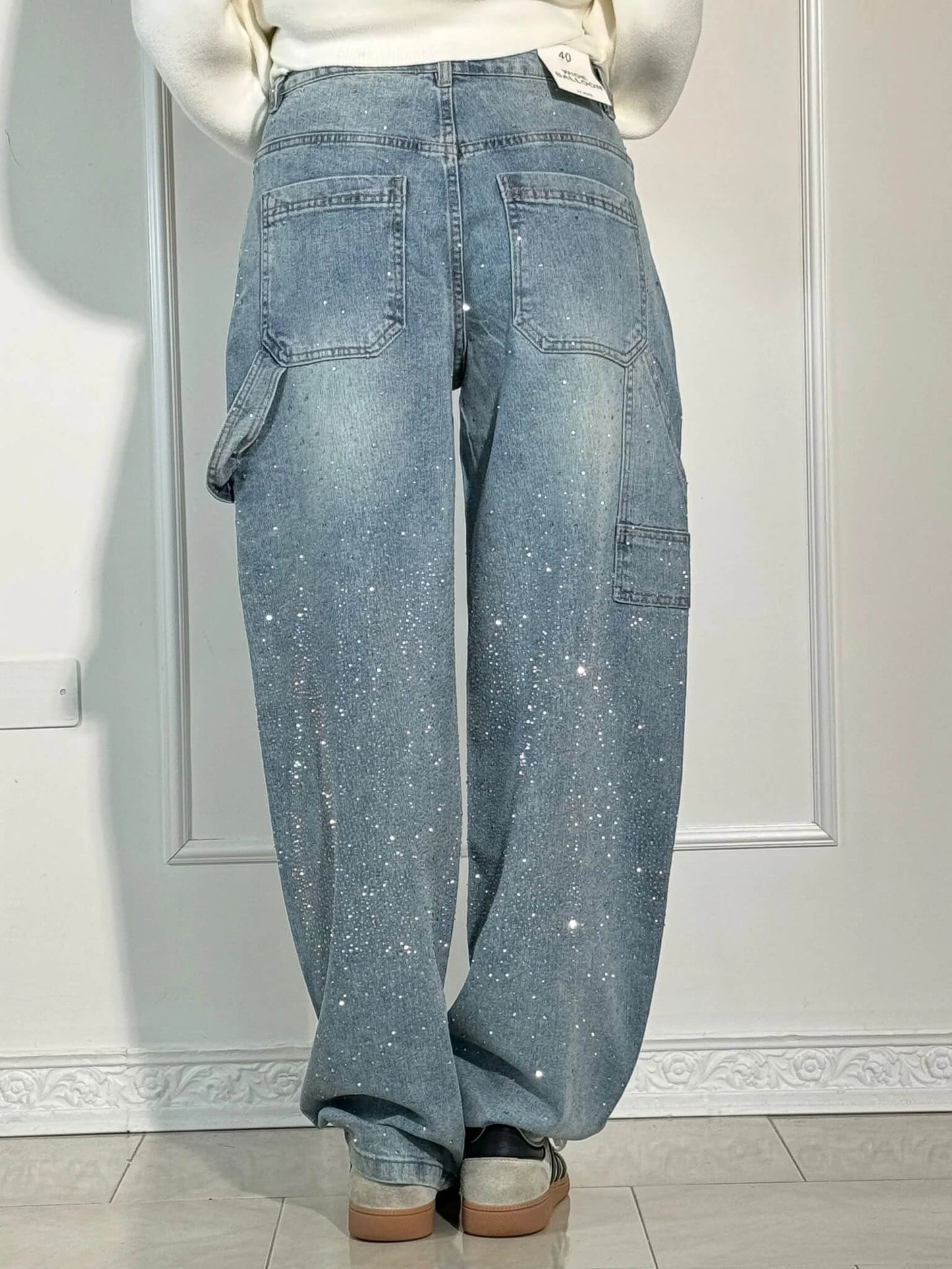 Elena – Glitzernde Baggy Jeans Damen