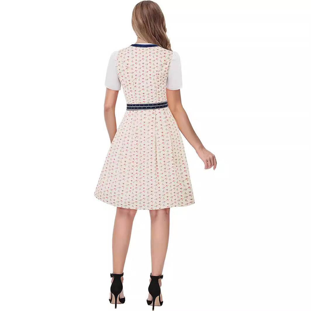 Traditionelles Midi-Dirndlkleid mit Schnürung und Zierborte