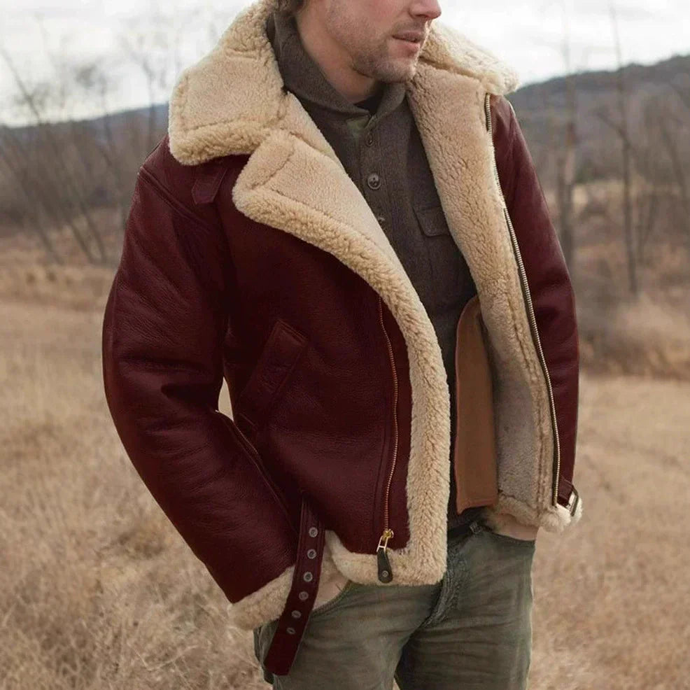 Jonas – Gefütterte Lammfelljacke mit Reverskragen für Herren