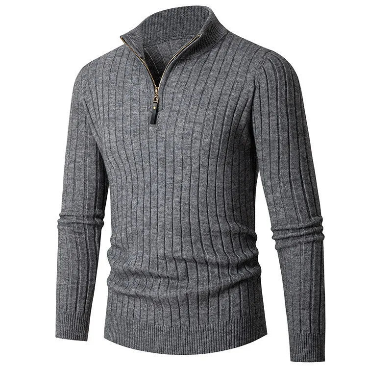 René - Herren Strickpullover mit Reißverschlusskragen