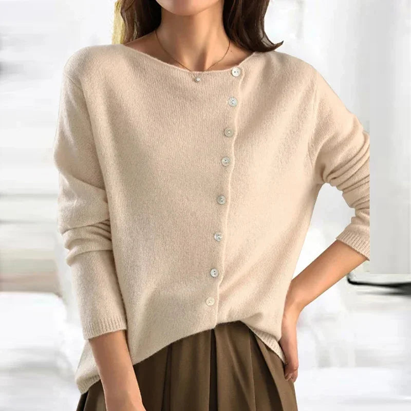 Céleste - Damen Strickcardigan mit V-Ausschnitt und Knöpfen