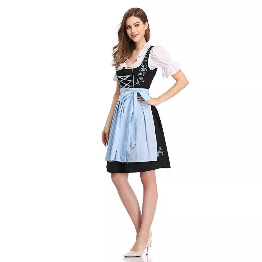 Oktoberfest Dirndl Kleid mit Schürze und Stickerei