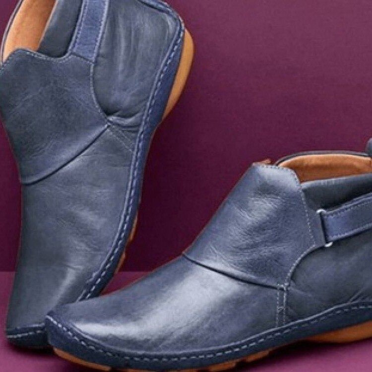 Mila – Damen Lederstiefeletten mit Klettverschluss