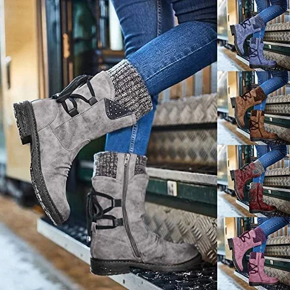 Mira - Damen Winterboots mit Schnürung und Nieten-Details