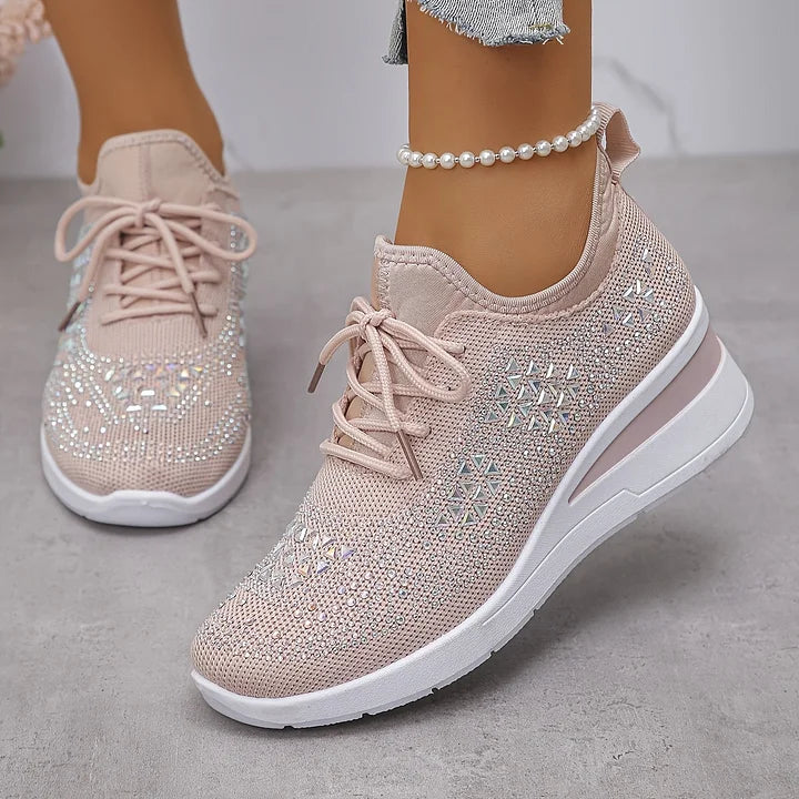 Selina - Damen Sneaker mit Strass und Plateau