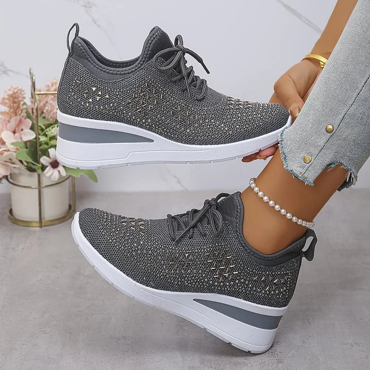 Selina - Damen Sneaker mit Strass und Plateau