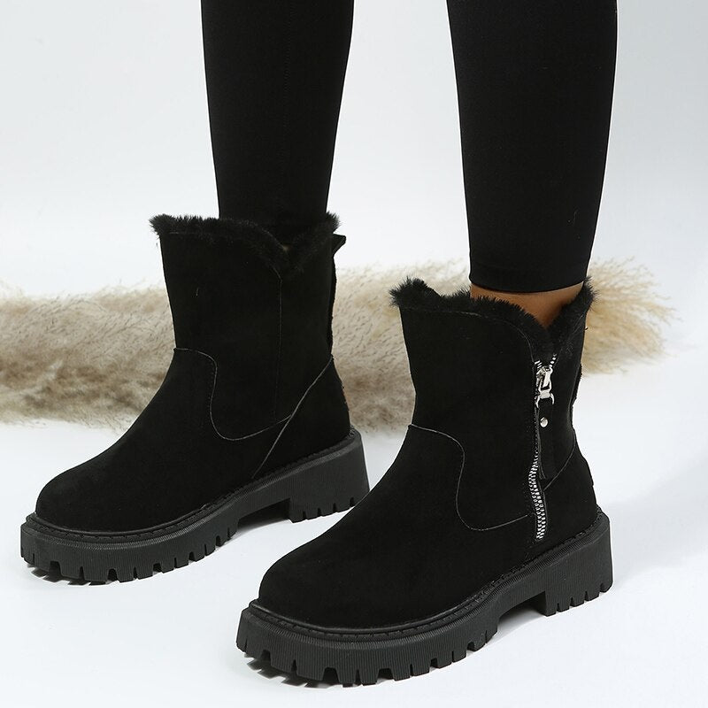 Elena - Damen Winterboots mit Fellfutter und Reißverschluss