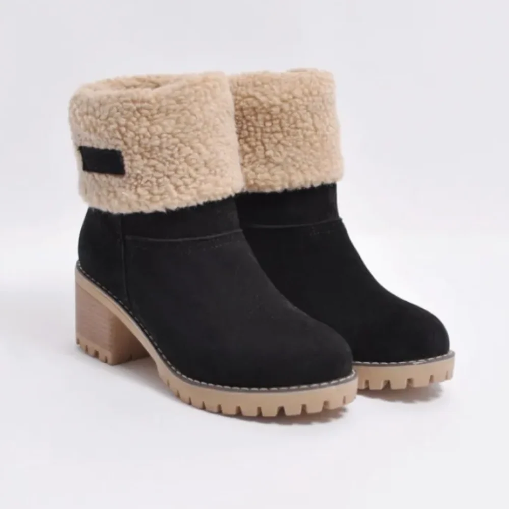 Clara - Damen Winterstiefeletten mit Absatz und Fellfutter