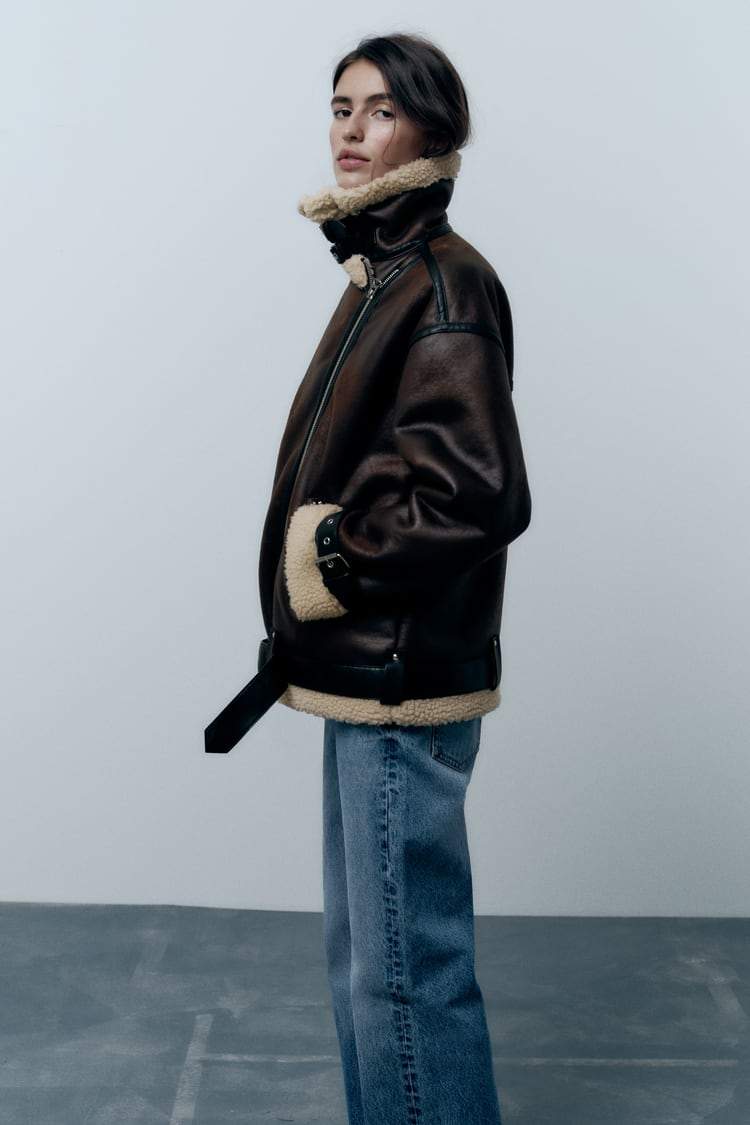 Amara – Shearling Aviator Jacke Damen