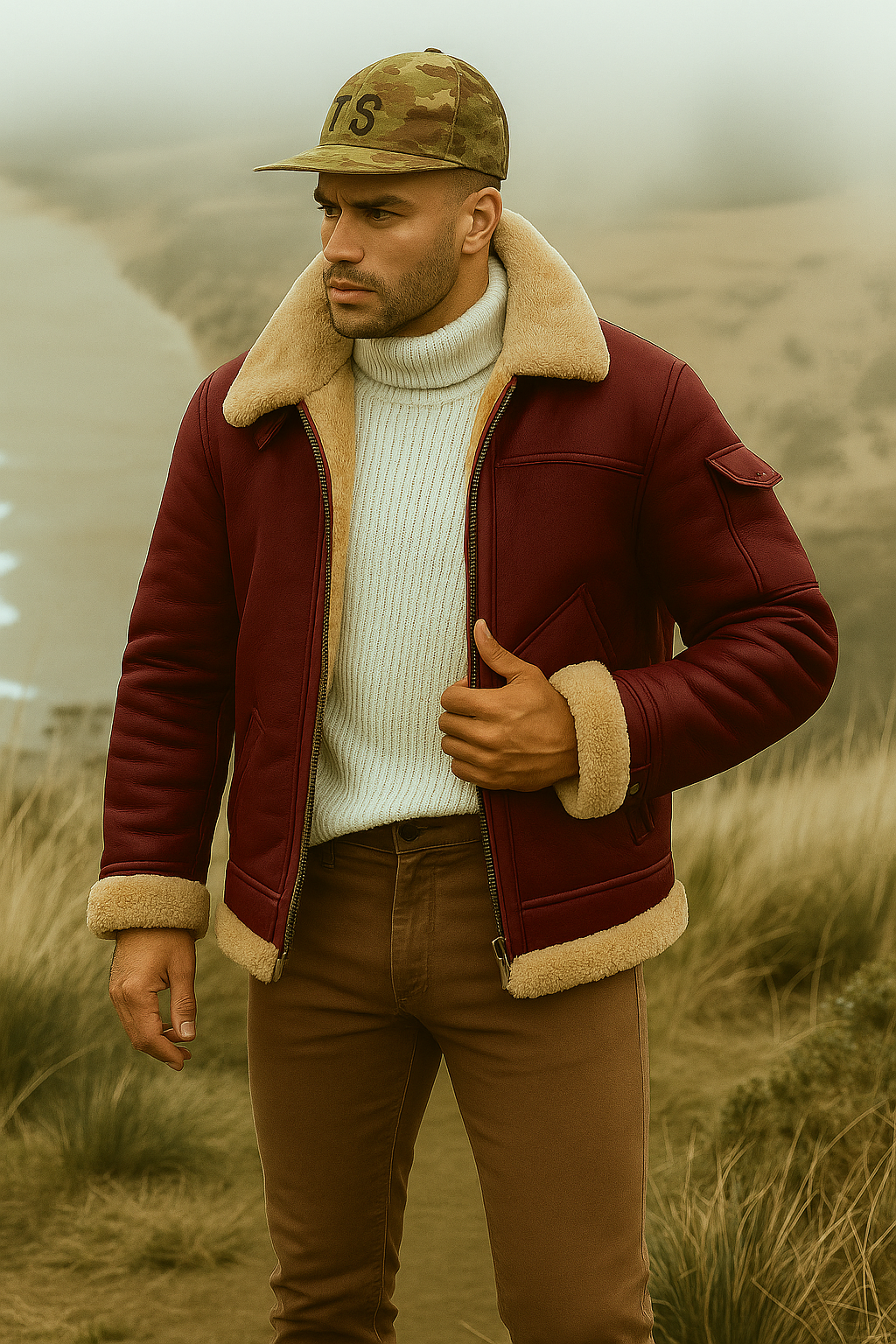 David – Fliegerjacke mit Lammfellfutter für Herren