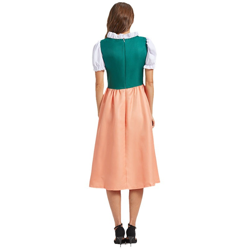 Traditionelles Midi-Dirndlkleid mit Schnürmieder und Blumenstickerei