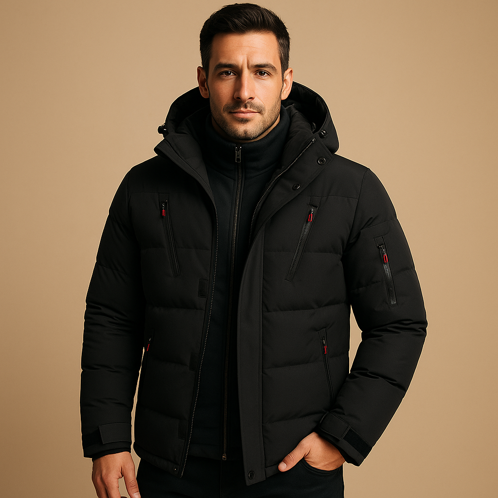 Niklas – Herren Winterjacke mit Kapuze und Reißverschlusstaschen