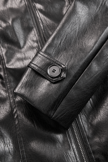 Sofia – Damen Lederjacke mit Reißverschluss und Stehkragen