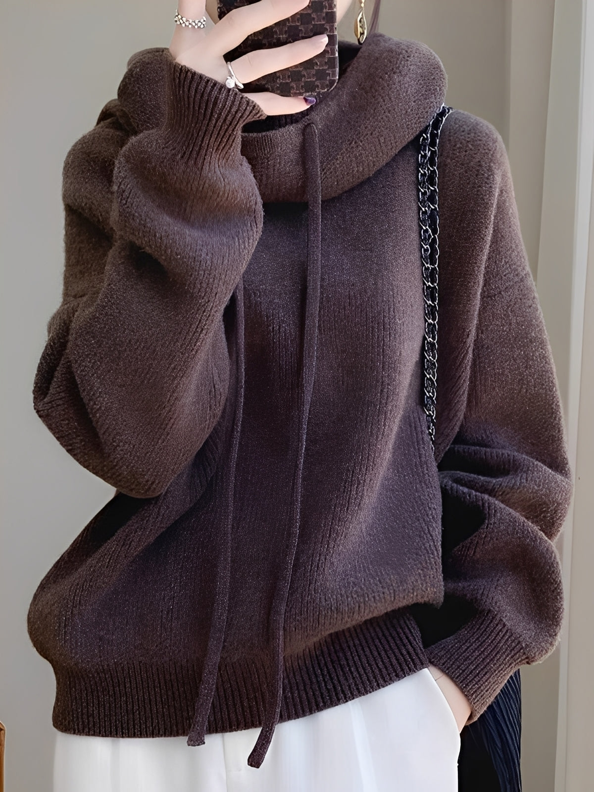 Lea – Kuscheliger Damen Strickpullover mit Stehkragen