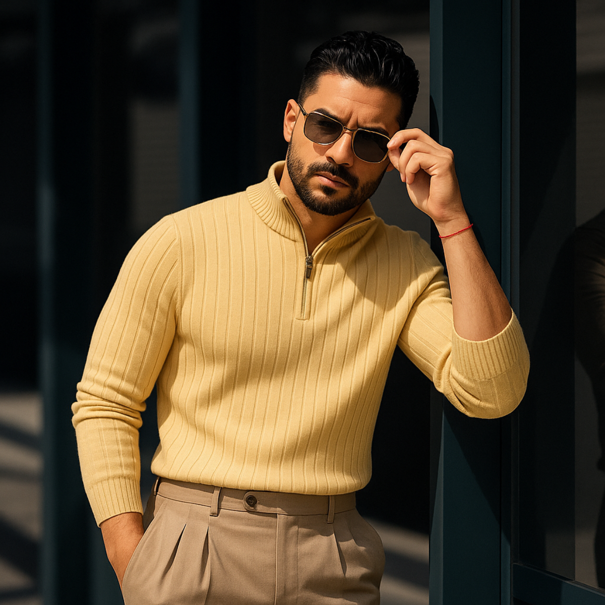 Felix – Herren Strickpullover mit Stehkragen und Reißverschluss