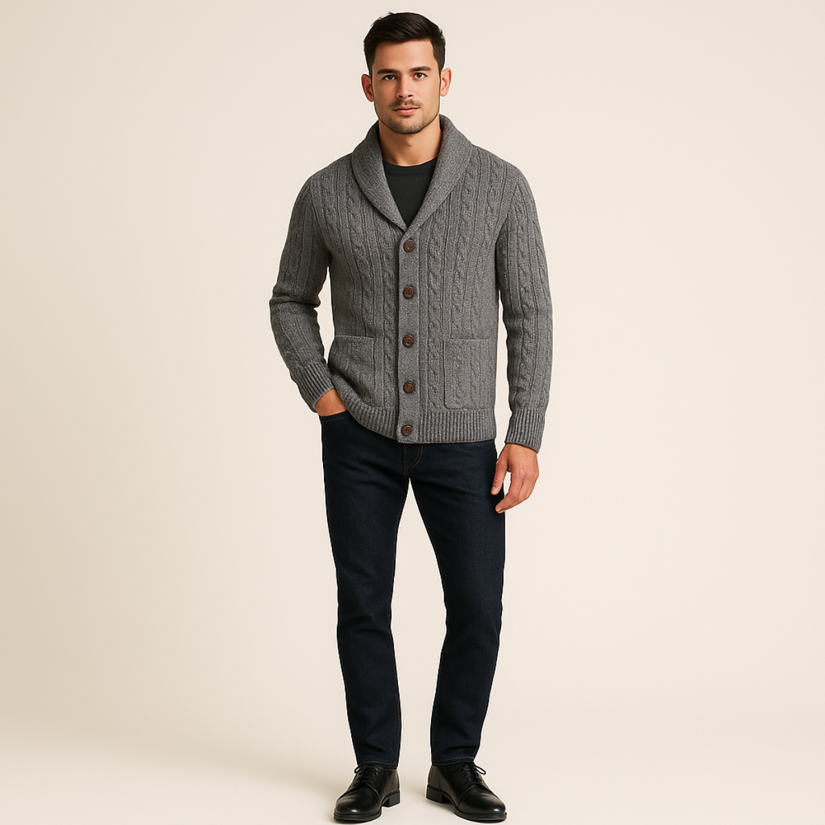 Milan – Herren Strickjacke mit Schalkragen und Knopfleiste