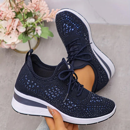 Selina - Damen Sneaker mit Strass und Plateau