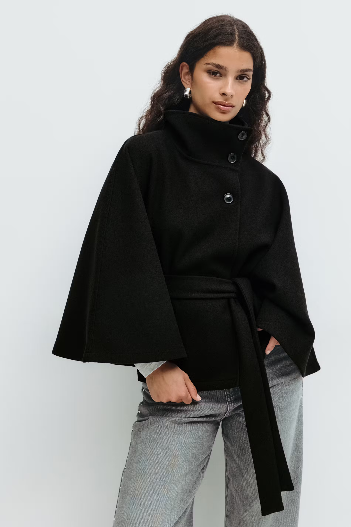 Ava - Damen Übergangsjacke mit weitem Ärmel Bindegürtel