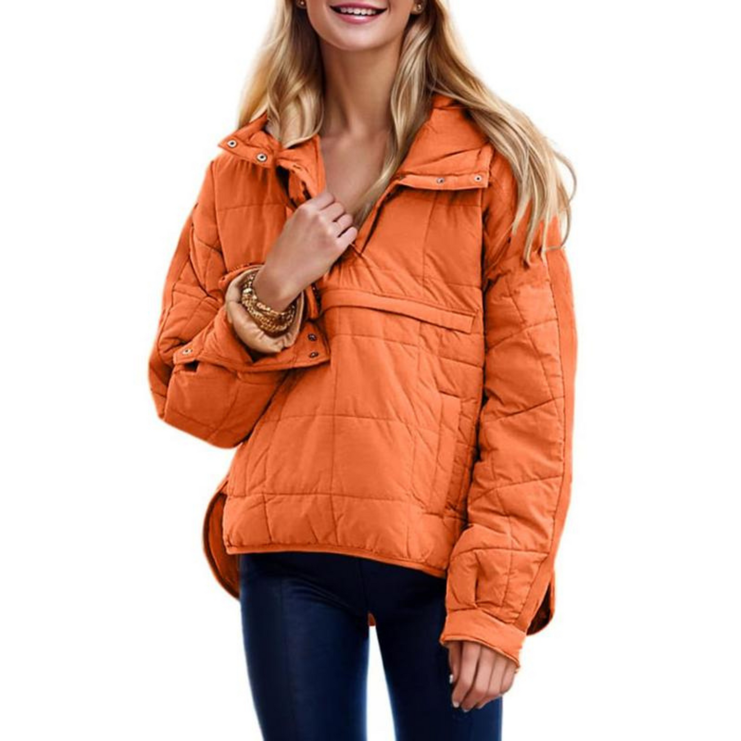 Nina – Damen Steppjacke mit Kapuze und Druckknöpfen