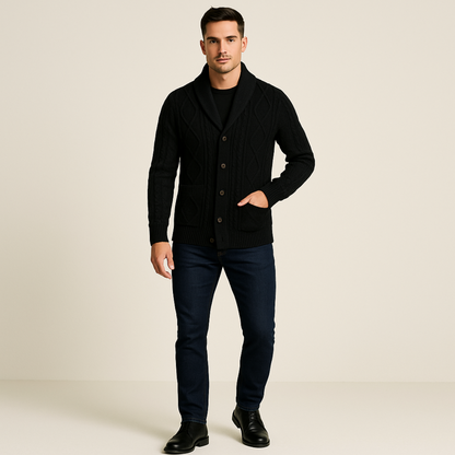 Milan – Herren Strickjacke mit Schalkragen und Knopfleiste