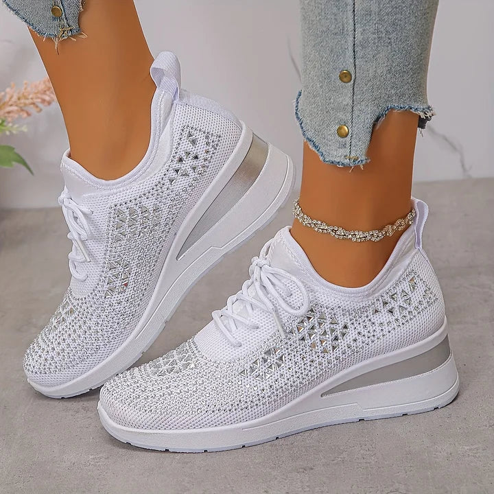 Selina - Damen Sneaker mit Strass und Plateau
