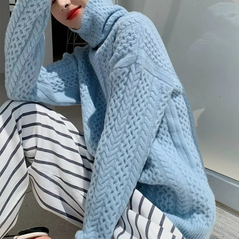 Sofia – Zopfmuster Rollkragenpullover Damen