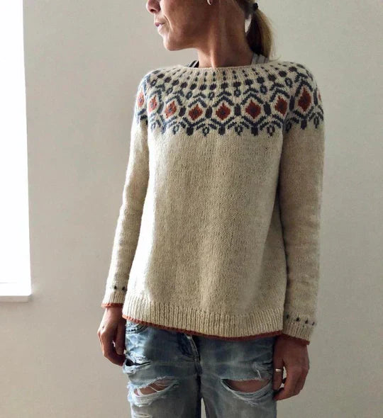 Liv – Damen Kaschmir-Strickpullover im Nordic Fair Isle Design