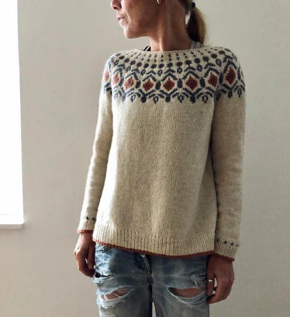 Liv – Damen Kaschmir-Strickpullover im Nordic Fair Isle Design