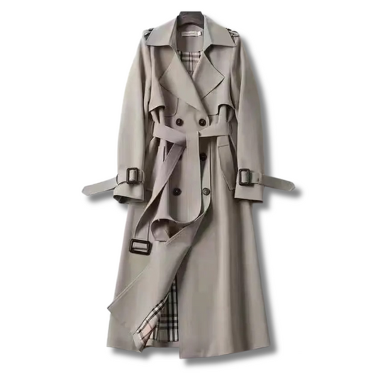 Geneviève - Damen Trenchcoat mit Bindegürtel und Doppelreiher